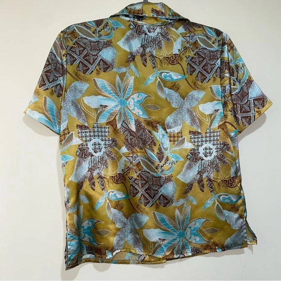 Women’s Bantry Bay Brand Button Down Collared  Silk Floral Print Vintage Blouse - Picture 11 of 12